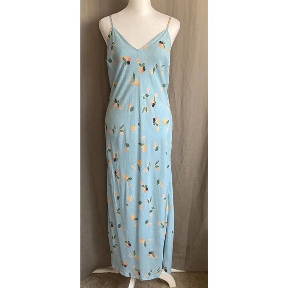 O'Neill Izzy Floral Flowers Baby Blue Midi Dress Size Small - Picture 1 of 16